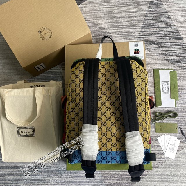 Gucci新款雙肩包 古馳Multicolor系列彩色帆布多功能背包 Gucci經典GG鑽石菱格紋圖案男士雙肩包 658783  ydg3229